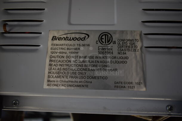 Brentwood TS-361W Metal Countertop Electric 2 Burner Range. 120 Volts, 1 Phaes.  - Image 5 of 5