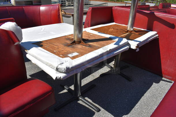 4 Various Tables on Metal Table Base. Includes 36x36x30. 4 Times Your Bid!
