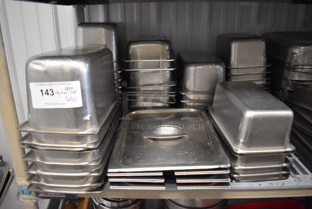 ALL ONE MONEY! Tier Lot of 61 Various Stainless Steel Drop In Bins and Lids. Includes 1/3x6, 1/4x6, 1/3x2, 1/2x2 - Image 2 of 6