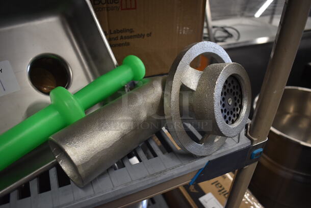 LIKE NEW! Avantco 177MX20GRNDR Meat Grinder Attachment for #12 Hub w/ Tray and Poly Pusher. 7x12x10 - Image 3 of 4