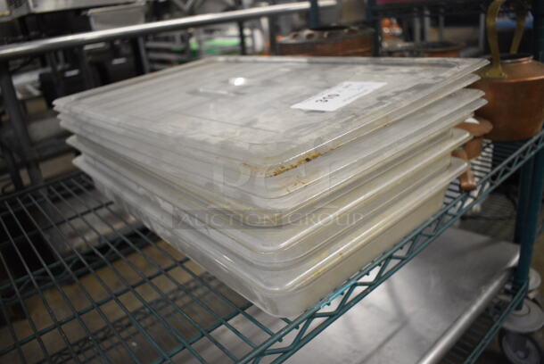 ALL ONE MONEY! Lot of 3 Clear Poly Full Size Drop In Bins w/ 4 Lids! 1/1x2 - Image 2 of 3