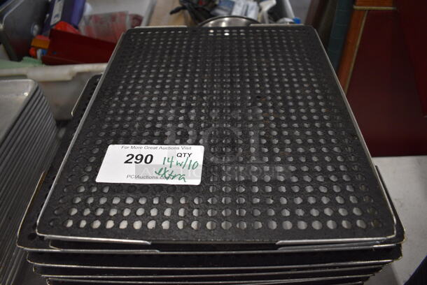 14 Metal Pans w/ Perforated Inserts and 10 Extra Inserts. 12.5x15x1. 14 Times Your Bid!
