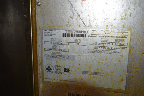 2016 Pitco Frialator SG14 Stainless Steel Commercial Floor Style Natural Gas Powered Deep Fat Fryer. 110,000 BTU. - Image 5 of 5