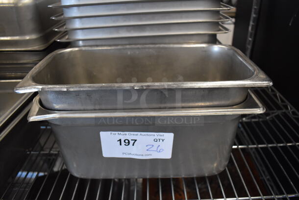 26 Stainless Steel 1/3 Size Drop In Bins. 1/3x6. 26 Times Your Bid!
