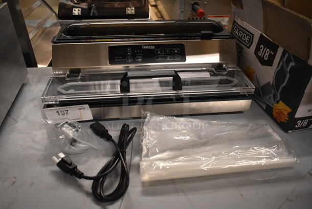 BRAND NEW SCRATCH AND DENT! Galaxy 177GVME16SS Vacuum Packaging Machine with 16" Seal Bar, Roll Cutter and Dual Piston Pump. 120 Volts, 1 Phase. Tested and Working! - Image 2 of 7