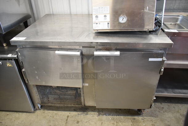 Leader LB48 S/C Stainless Steel Commercial 2 Door Undercounter Cooler on Commercial Casters. 115 Volts, 1 Phase. Tested and Working! - Image 1 of 6