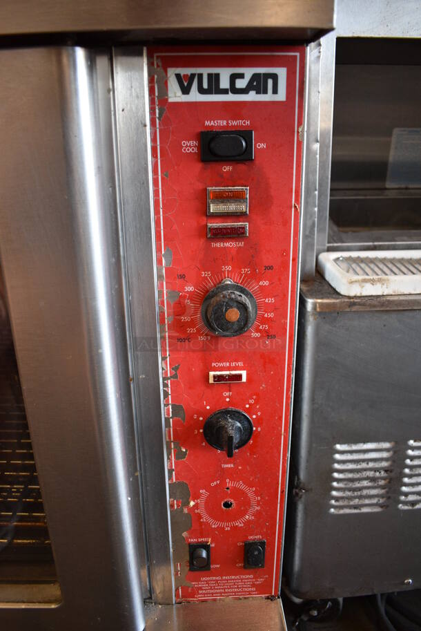 2 Vulcan Stainless Steel Commercial Natural Gas Powered Full Size Convection Oven w/ View Through Doors, Metal Oven Racks and Thermostatic Controls on Commercial Casters. 40x40x72. 2 Times Your Bid! - Image 7 of 8