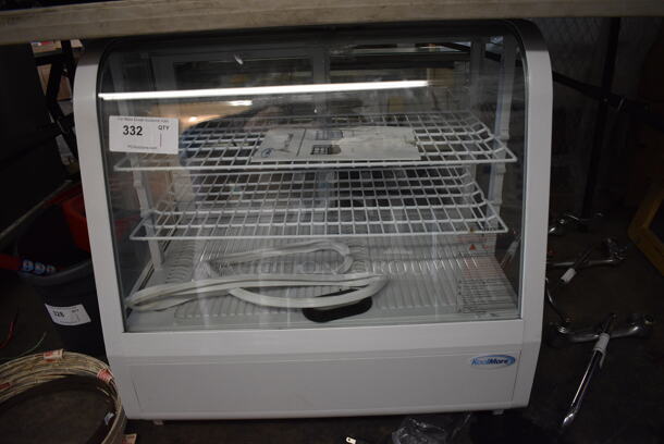 BRAND NEW SCRATCH AND DENT! KoolMore Model CDC-3C-WH Metal Commercial Countertop Refrigerated Display Case Merchandiser. Missing Side Pane. 120 Volts, 1 Phase. 27x18x27. Tested and Working! - Image 1 of 5
