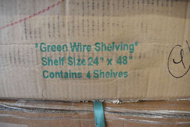 ALL ONE MONEY! Lot of 8 BRAND NEW IN BOX! Advance Tabco Green Finish Wire Shelves. 48x24x1.5 - Image 3 of 4