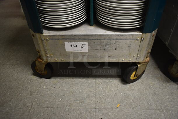 Metal Commercial Dish Cart on Commercial Casters w/ Ceramic Plates. (dish room) - Image 2 of 3
