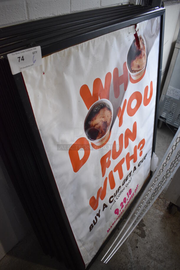 6 Frames w/ 3 Dunkin Donuts Posters. 38x1x50. 6 Times Your Bid!