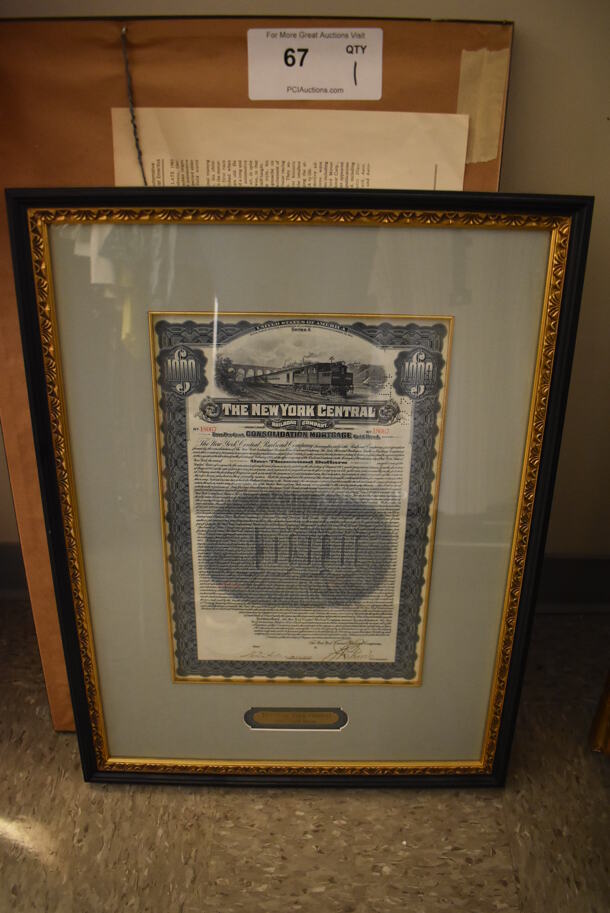 The New York Central 1913 Gold Bond in Black and Gold Frame