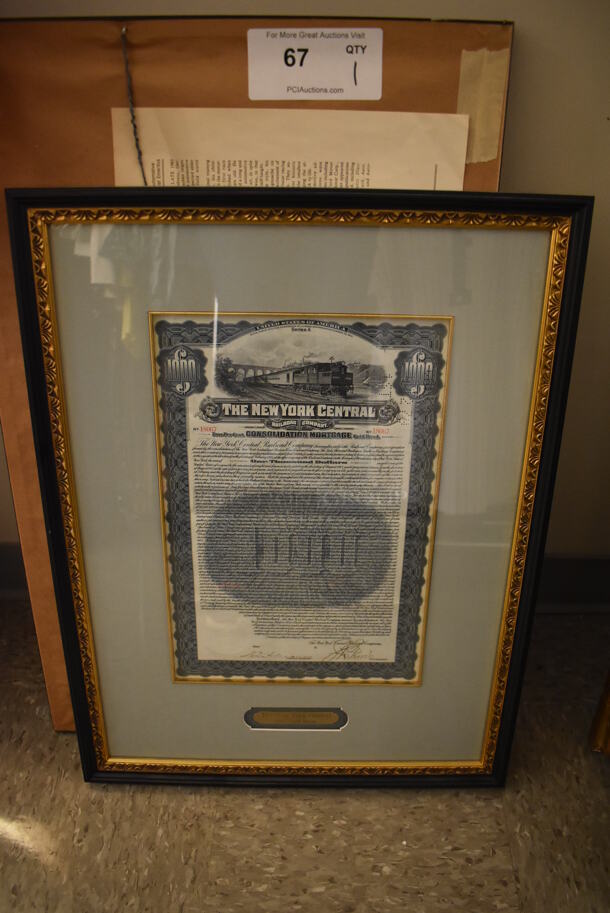 The New York Central 1913 Gold Bond in Black and Gold Frame - Image 1 of 6