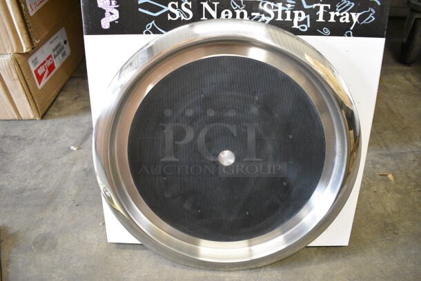 10 BRAND NEW IN BOX! Stainless Steel Non Slip Round Trays. 14x14x1.5. 10 18000