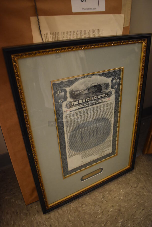 The New York Central 1913 Gold Bond in Black and Gold Frame - Image 3 of 6