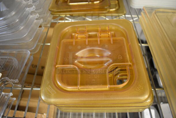 ALL ONE MONEY! Lot of 5 Amber Colored Poly 1/6 Size Drop In Bin Lids! - Image 2 of 2
