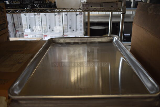 12 BRAND NEW IN BOX! Winco Metal Half Size Baking Pans. 13x18x1. 12 Times Your Bid!