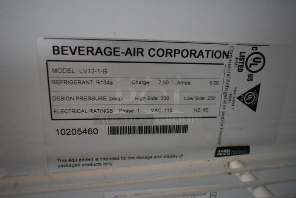 Beverage Air LV12-1-B Metal Commercial Single Door Reach In Cooler Merchandiser w/ Poly Coated Racks. 115 Volts, 1 Phase. Tested and Powers On But Does Not Get Cold - Image 4 of 4