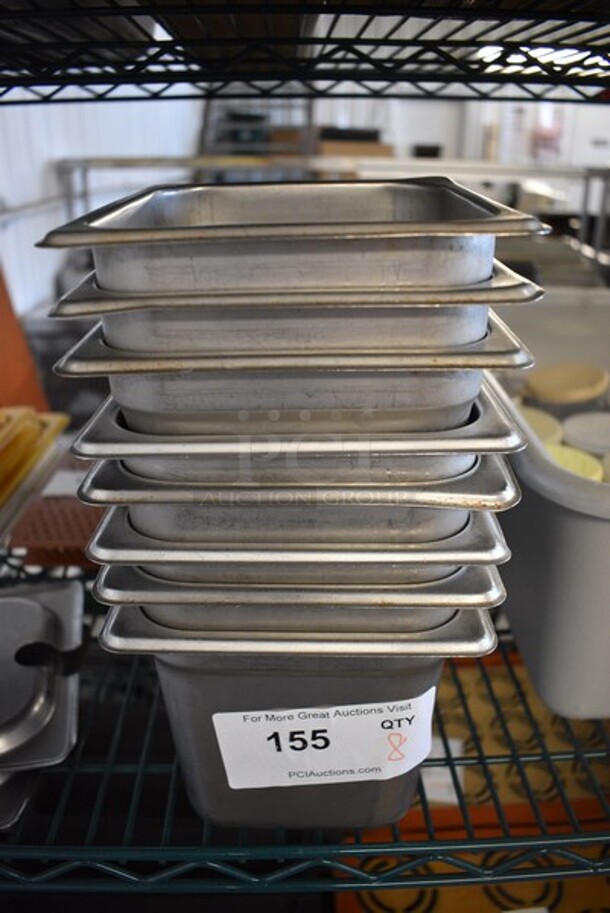 8 Stainless Steel 1/6 Size Drop In Bins. 1/6x6. 8 Times Your Bid! - Image 1 of 3