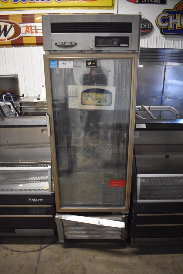 Turbo Air MSR-23G-1 Stainless Steel Commercial Single Door Reach In Cooler Merchandiser on Commercial Casters. 110-120 Volts, 1 Phase. 27x31x83. Tested and Powers On But Does Not Get Cold
