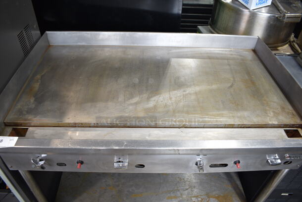 Jade Stainless Steel Commercial Natural Gas Powered Flat Top Griddle w/ Under Shelf - Image 4 of 5