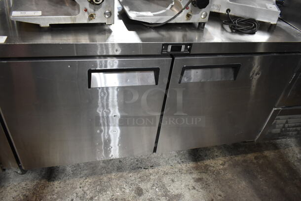 Stainless Steel Commercial 2 Door Undercounter Cooler on Commercial Casters. 115 Volts, 1 Phase. Tested and Working!