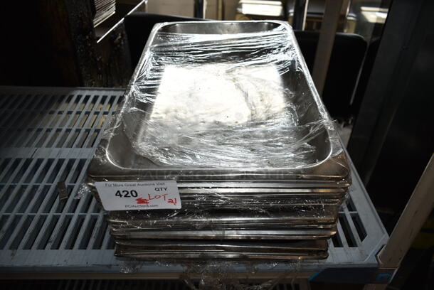 ALL ONE MONEY! Lot of 21 Stainless Steel Full Size Drop In Bins. - Image 1 of 4