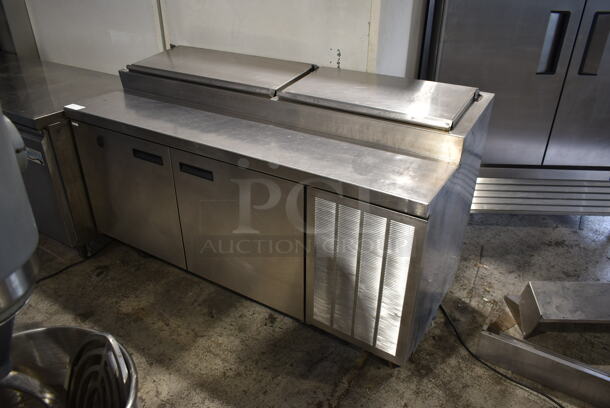 Delfield Stainless Steel Commercial Pizza Prep Table Bain Marie on Commercial Casters. Tested and Powers On But Does Not Get Cold - Image 1 of 10