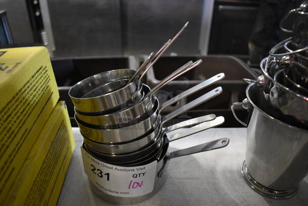 10 Various Stainless Steel Sauce Pots. Includes 6x3.5x2.5. 10 Times Your Bid!