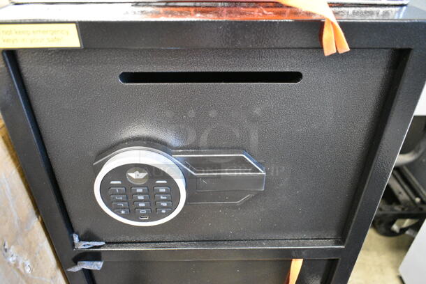 BRAND NEW SCRATCH AND DENT! Black Metal 2 Compartment Safe.  - Image 5 of 12