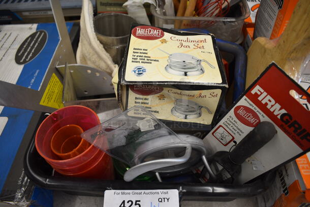 ALL ONE MONEY! Lot of Various Items Including Condiment Jar Set, Basting Brushes and 5 Heat Lamps.  - Image 3 of 6