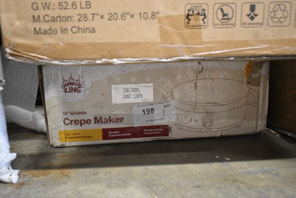 BRAND NEW SCRATCH AND DENT! Carnival King 382CMPT16A Stainless Steel 16" Round Portable Steel Crepe Maker. 120 Volts, 1 Phase. Tested and Working! - Image 2 of 3