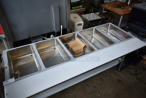 BRAND NEW SCRATCH AND DENT! 2023 ServIt 423EST5WS Stainless Steel Commercial Floor Style Electric Powered Steam Table w/ Cutting Board and Under Shelf. 208/240 Volts, 1 Phase. - Image 2 of 8