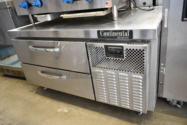 Continental Stainless Steel Commercial 2 Drawer Chef Base on Commercial Casters. Tested and Working!