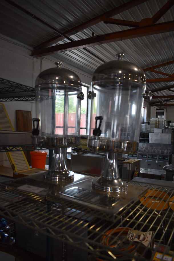 2 Clear Poly Beverage Holder Dispensers w/ Metal Drip Trays and Lids. 10x14x22. 2 Times Your Bid! - Image 2 of 4