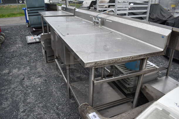 Stainless Steel Commercial 2 Bay Sink w/ Faucet and Handles. 96x30x42. Bays 20x24x18, 20x24x14 - Image 3 of 10