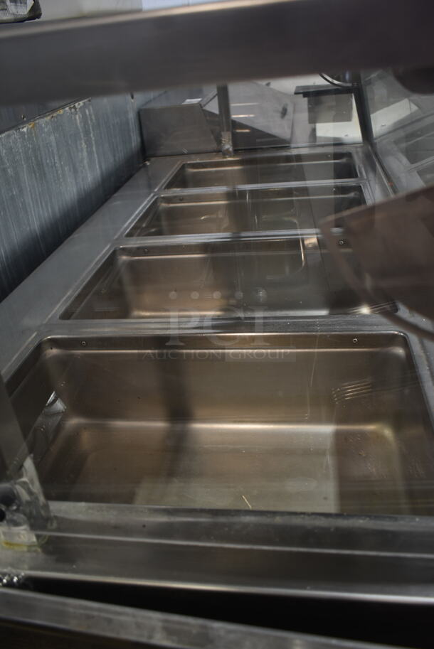 Delfield SH4-NU Stainless Steel Commercial Electric Powered 4 Bay Steam Table w/ Sneeze Guard on Commercial Casters. 120/208-240 Volts, 1 Phase.  - Image 5 of 10