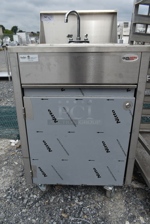 QualServ Stainless Steel Commercial Single Bay Portable Sink w/ Faucet and Handles on Commercial Casters. 120 Volts, 1 Phase. - Image 6 of 9