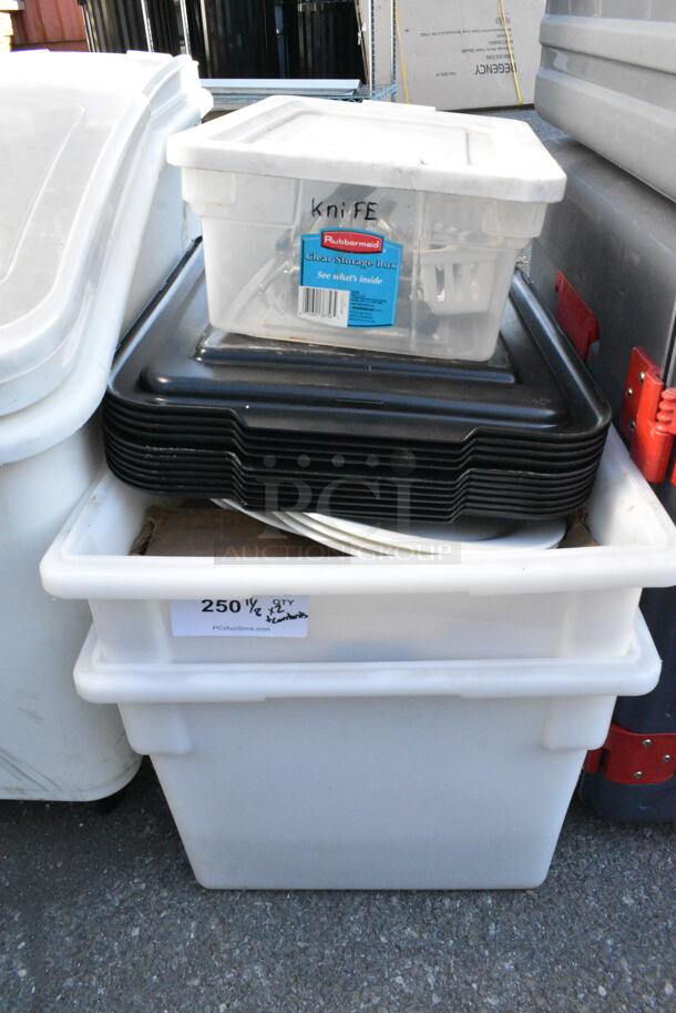 ALL ONE MONEY! Lot of Various Items Including Poly Bins and Bus Bin Lids.  - Image 1 of 3