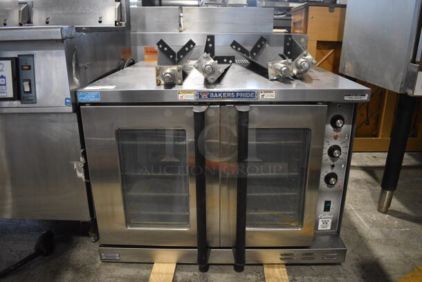 Baker's Pride Model BCO-E1 Stainless Steel Commercial Electric Powered Full Size Convection Oven w/ View Through Doors, Metal Oven Racks and Thermostatic Controls. Comes w/ 4 Legs! 240 Volts, 1 Phase. 38x38x27. 29