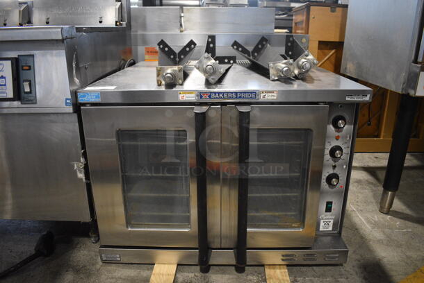 Baker's Pride Model BCO-E1 Stainless Steel Commercial Electric Powered Full Size Convection Oven w/ View Through Doors, Metal Oven Racks and Thermostatic Controls. Comes w/ 4 Legs! 240 Volts, 1 Phase. 38x38x27. 29" Legs. - Image 1 of 7