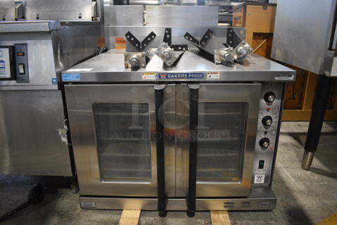 Baker's Pride Model BCO-E1 Stainless Steel Commercial Electric Powered Full Size Convection Oven w/ View Through Doors, Metal Oven Racks and Thermostatic Controls. Comes w/ 4 Legs! 240 Volts, 1 Phase. 38x38x27. 29" Legs.