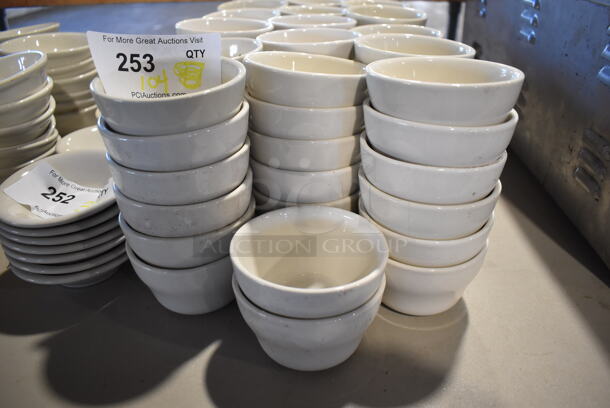 104 White Ceramic Bowls. 4x4x2.5. 104 Times Your Bid!