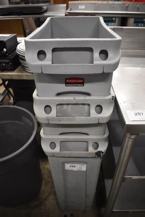 3 Rubbermaid Gray Poly Slim Jim Trash Cans. 11x20x30. 3 Times Your Bid! - Image 1 of 3