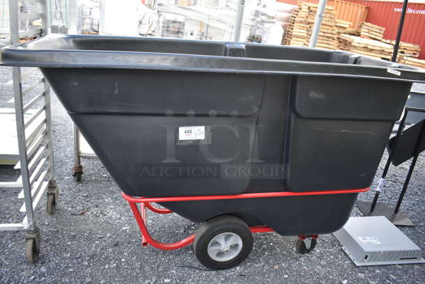 BRAND NEW! Rubbermaid Black Poly Portable Bin on Casters. 72x31x44