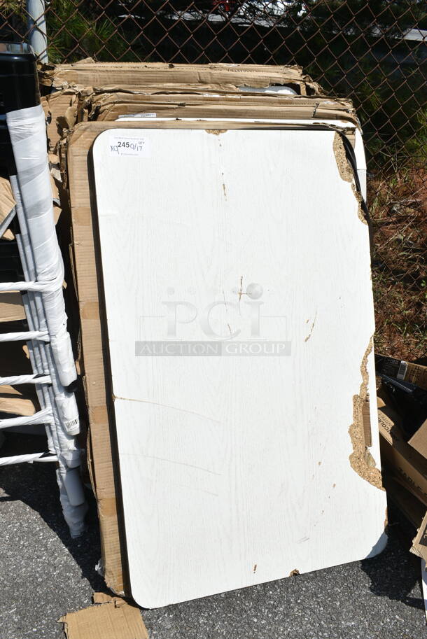 9 BRAND NEW SCRATCH AND DENT! Lancaster Table & Seating 3493048tba 30" x 48" Rectangular Reversible White Birch / Ash Laminated Table Top. See Pictures for Damage. 9 Times Your Bid!  - Image 2 of 11