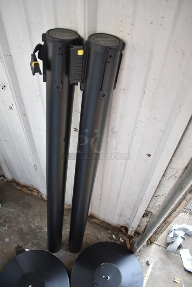 2 BRAND NEW SCRATCH AND DENT! Lancaster Table & Seating 164RS40BK Black 40" Crowd Control / Guidance Stanchion with 10' Retractable Belt - Image 6 of 8