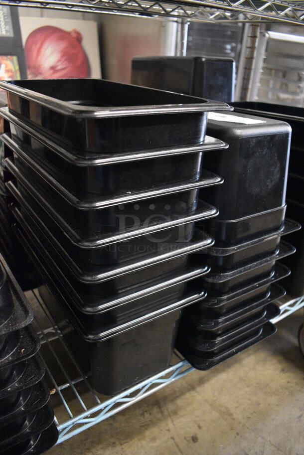 ALL ONE MONEY! Lot of 25 Cambro Black Poly 1/3 Size Drop In Bins! 1/3x6 - Image 2 of 2
