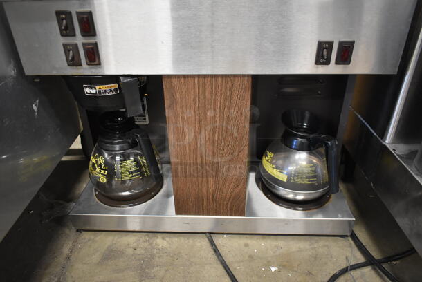 Bunn VPS Stainless Steel Commercial Countertop 3 Burner Coffee Machine w/ 3 Coffee Pots and Poly Brew Basket. 120 Volts, 1 Phase.  - Image 2 of 4