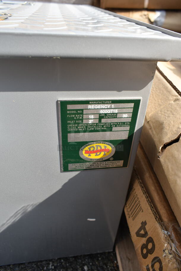 BRAND NEW SCRATCH AND DENT! John Boos GLEG-33.5B Legs 30 lb. 15 GPM Grease Trap with 2" Non-Threaded Connections - Image 4 of 4